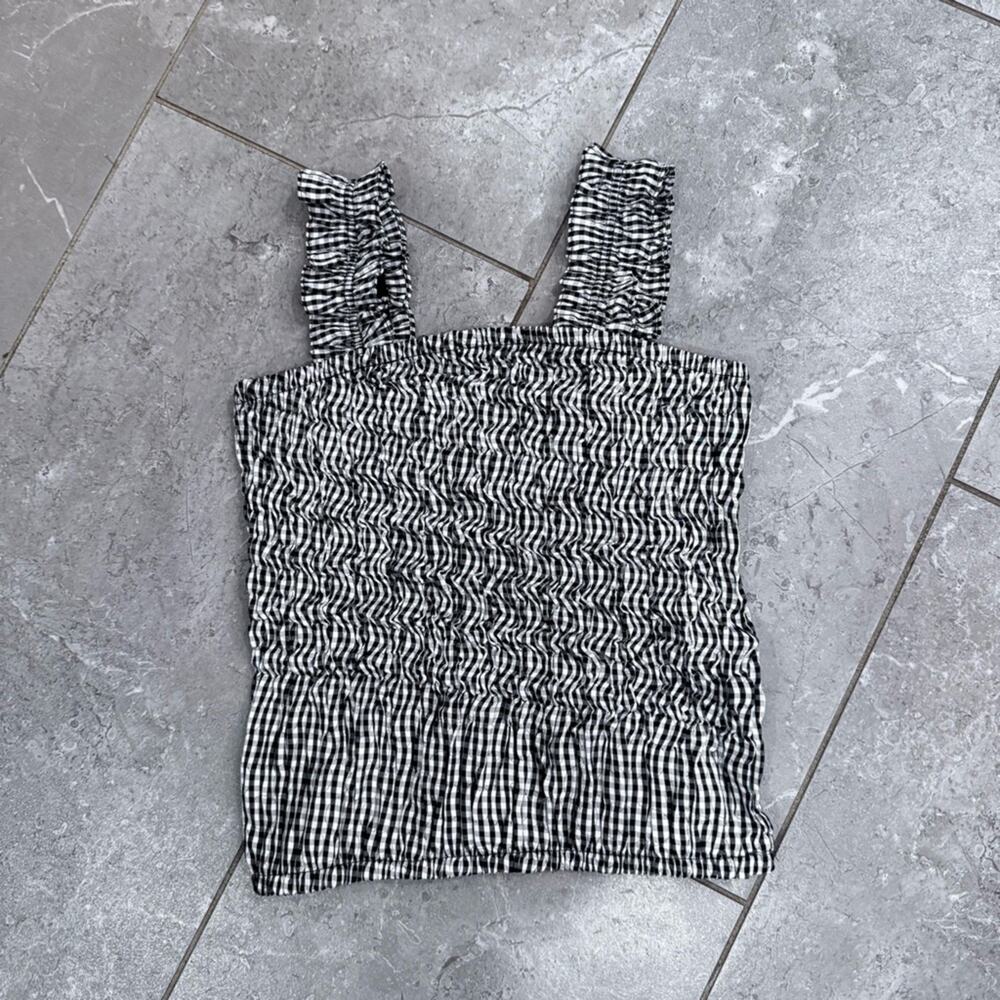 MIA Girls Black and White Gingham top, size M